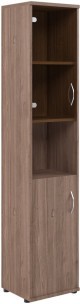 Шкаф колонка с малой глухой и стеклянной дверьми СУ-1.4(L) Ясень Шимо 406*365*1975