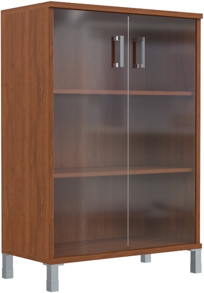 Шкаф средний со стеклянными дверьми B 420.8 Орех Гарда 900х450х1286 в Липецке 