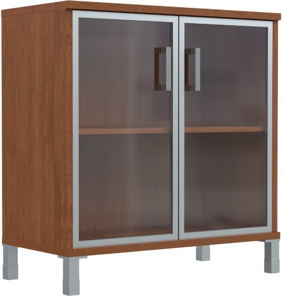 Шкаф низкий со стеклянными дверьми в AL-рамке B 410.4 Орех Гарда 900х450х920 в Липецке 