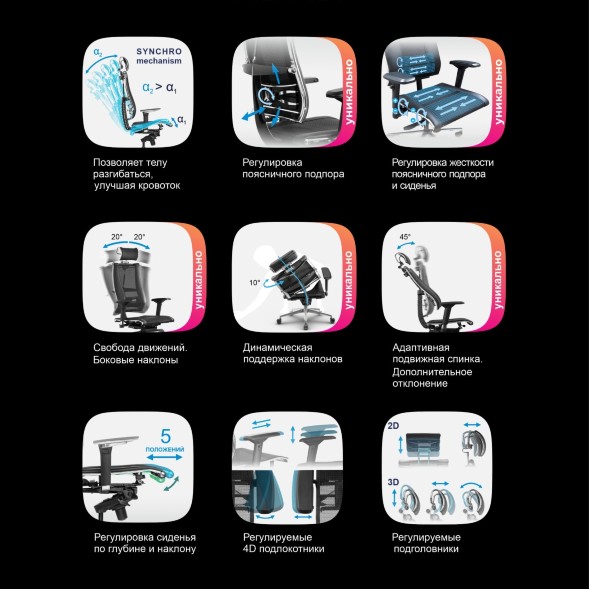 Кресло METTA Y 4D Free серый сетка