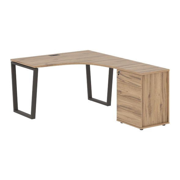 Стол эргономичный с тумбой EVCET 1318(R) 1360х1880х750 EDIS в Липецке 