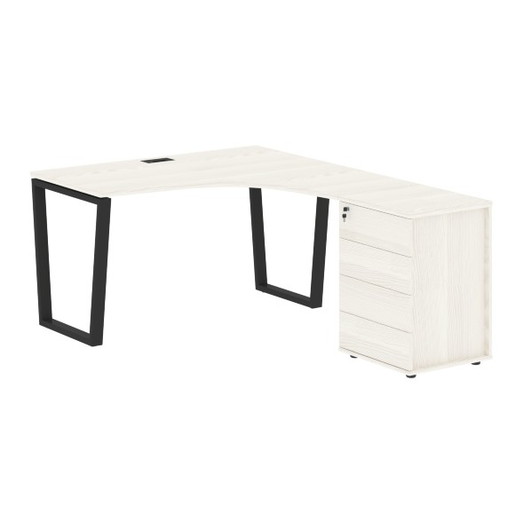 Стол эргономичный с тумбой EVCET 1318(R) 1360х1880х750 EDIS в Липецке 