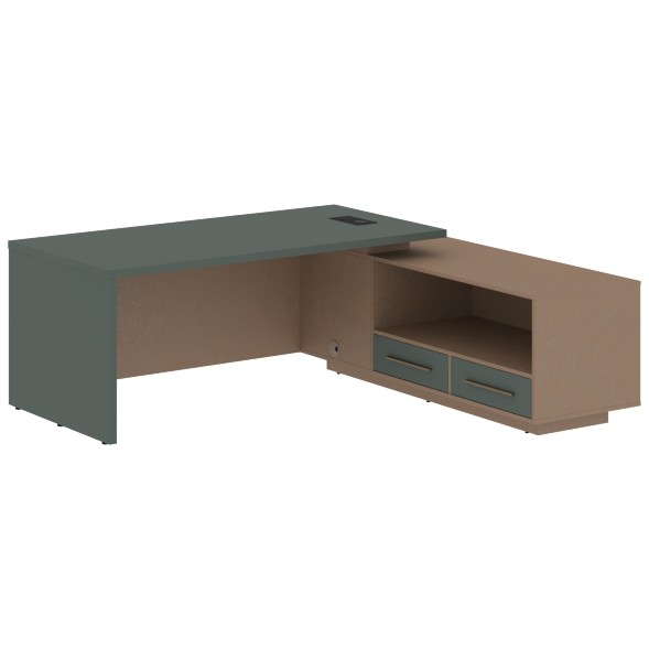 Стол руководителя с тумбой VCT 2119(R) 2100х1900х750 VELION в Липецке 