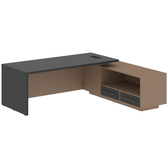 Стол руководителя с тумбой VCT 2319(R) 2300х1900х750 VELION в Липецке 